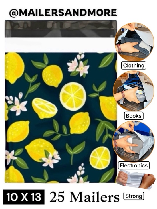Other - 25 10X13 Poly Mailers Lemon and Blossoms Shipping Envelopes Bags PRICE IS FIRM